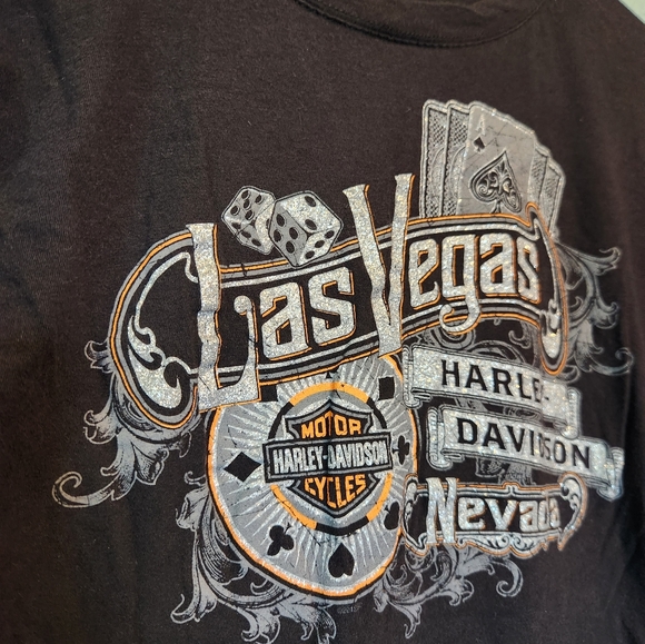 Harley Davidson Las Vegas Top Women Medium Long Sleeve T-shirt Sparkle Logo Dice - Picture 4 of 7